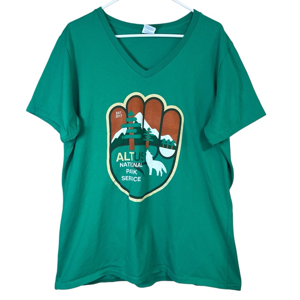 ALTUS ALT US National Park Service Shirt Women’s XXL V-Neck Green Environmental - Picture 2 of 5